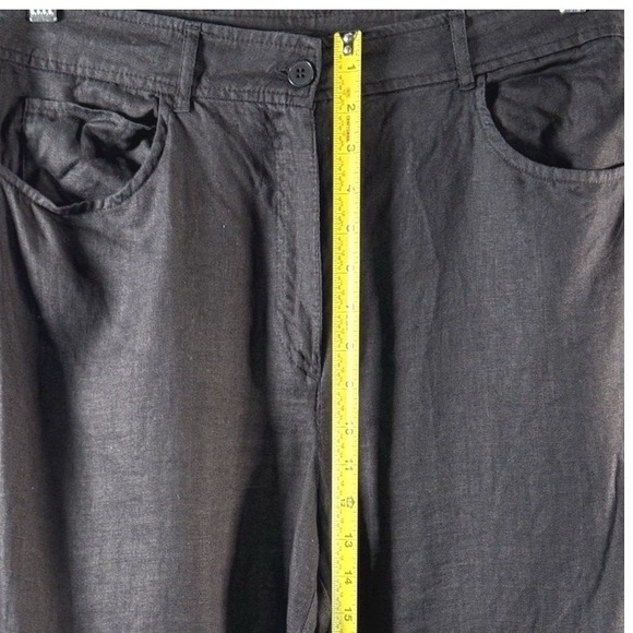 ZARA Black Wide Leg Linen Blend Pants Women's XL Vacation Casual Travel 82-03 - Picture 10 of 11